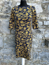 Load image into Gallery viewer, Mustard flowers navy dress uk 10
