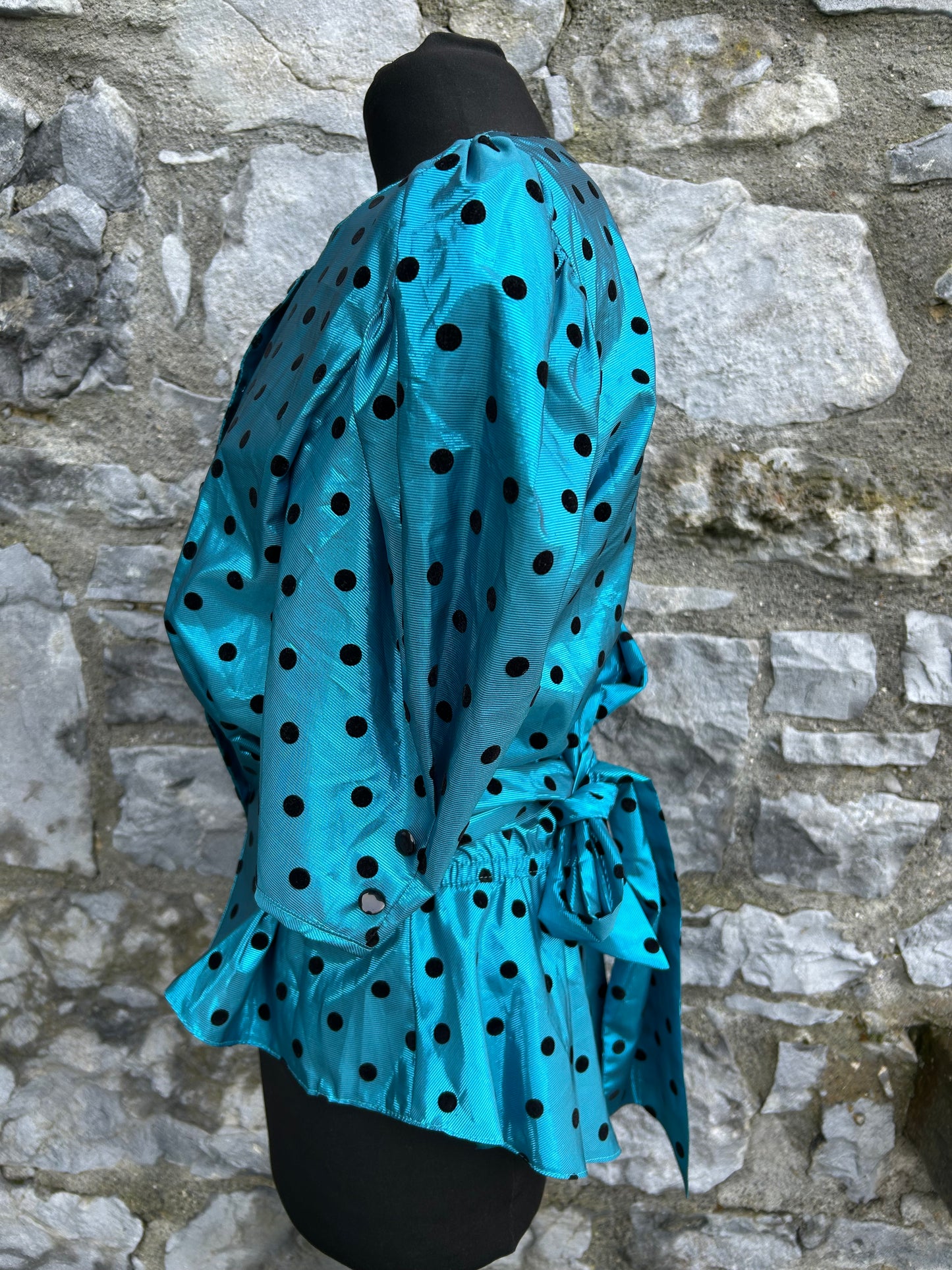 80s spotty teal blouse uk 10