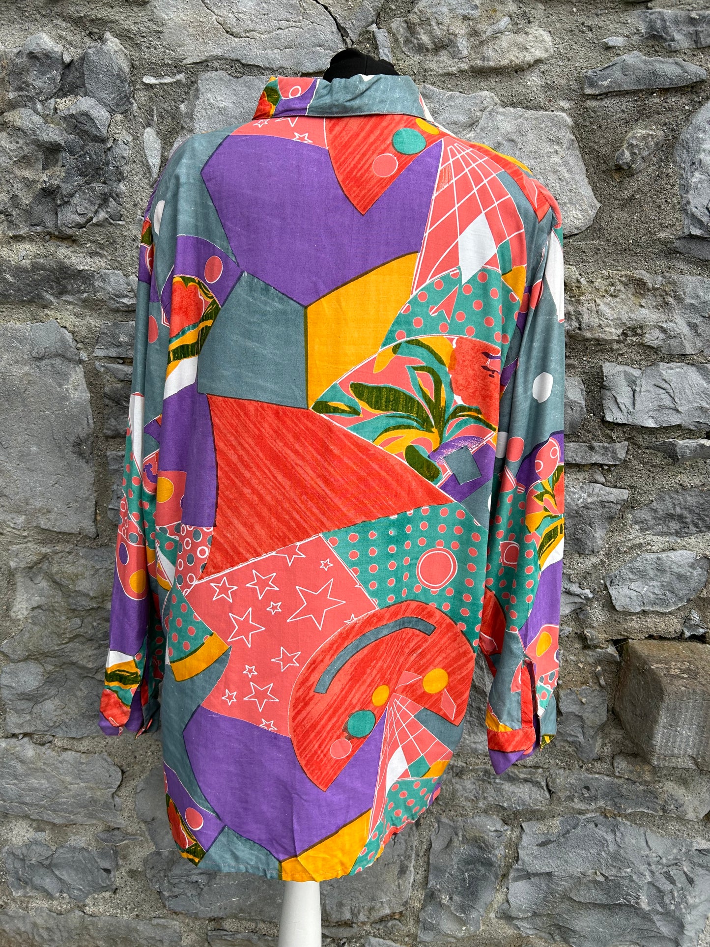 80s colourful patchwork shirt M/L