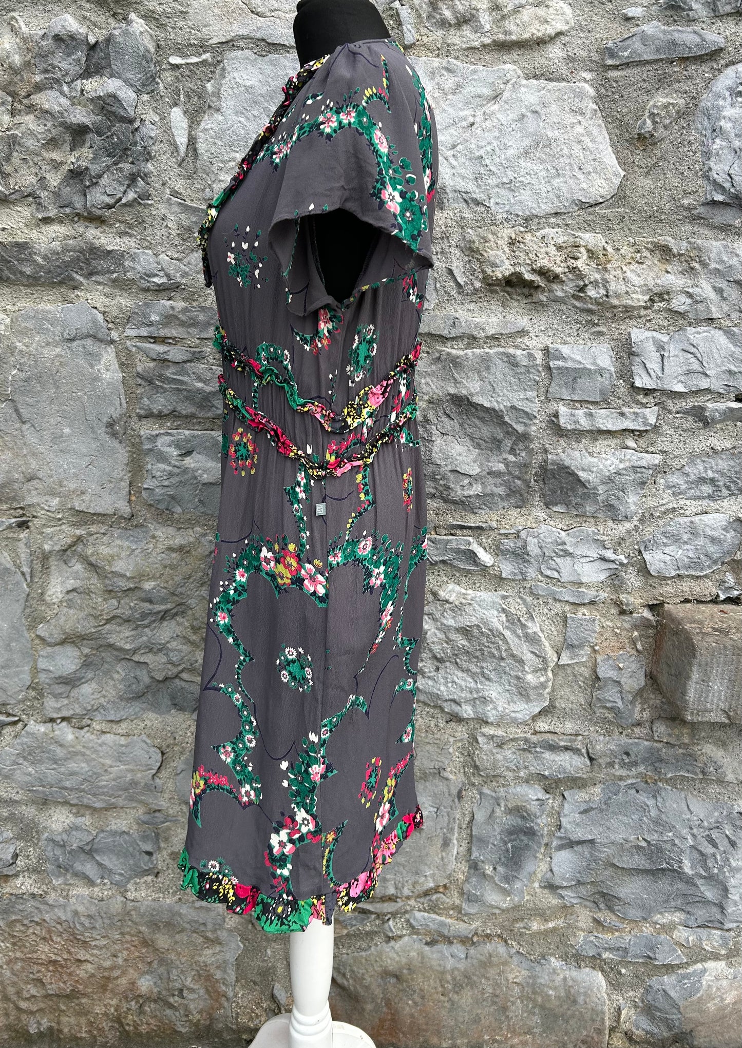 Y2K grey floral dress uk 12