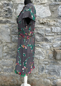 Y2K grey floral dress uk 12