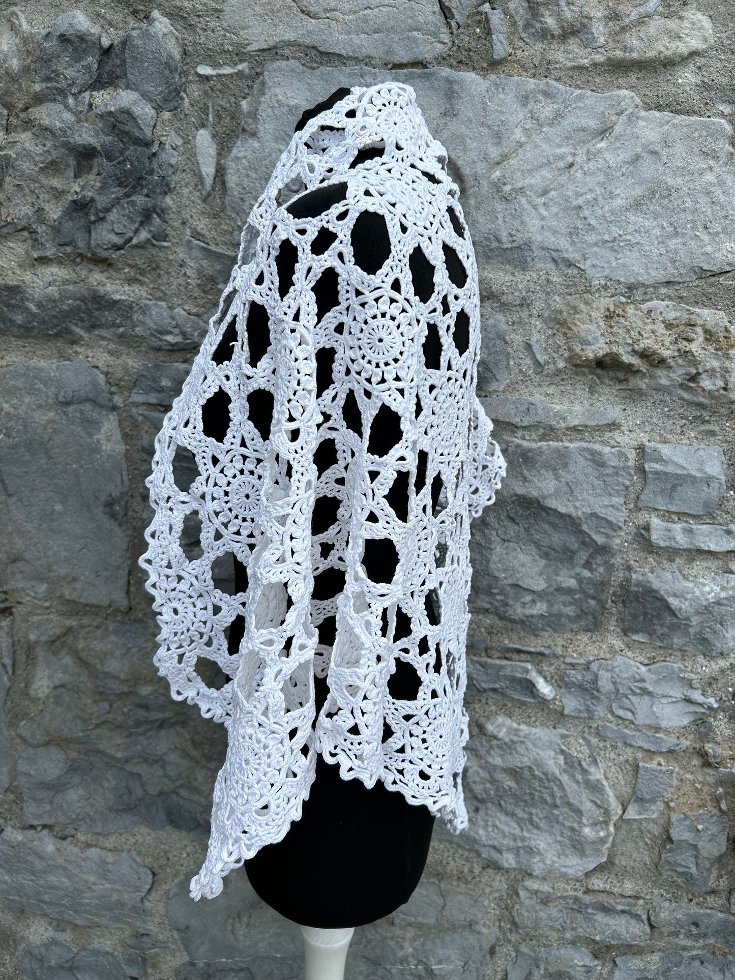 White crochet shawl