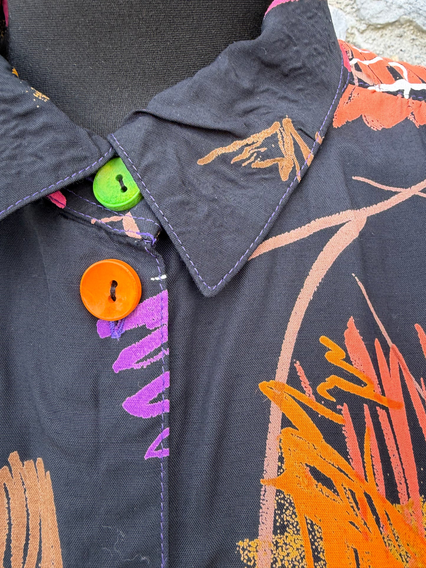 80s colourful abstract art-print shirt uk 14-16