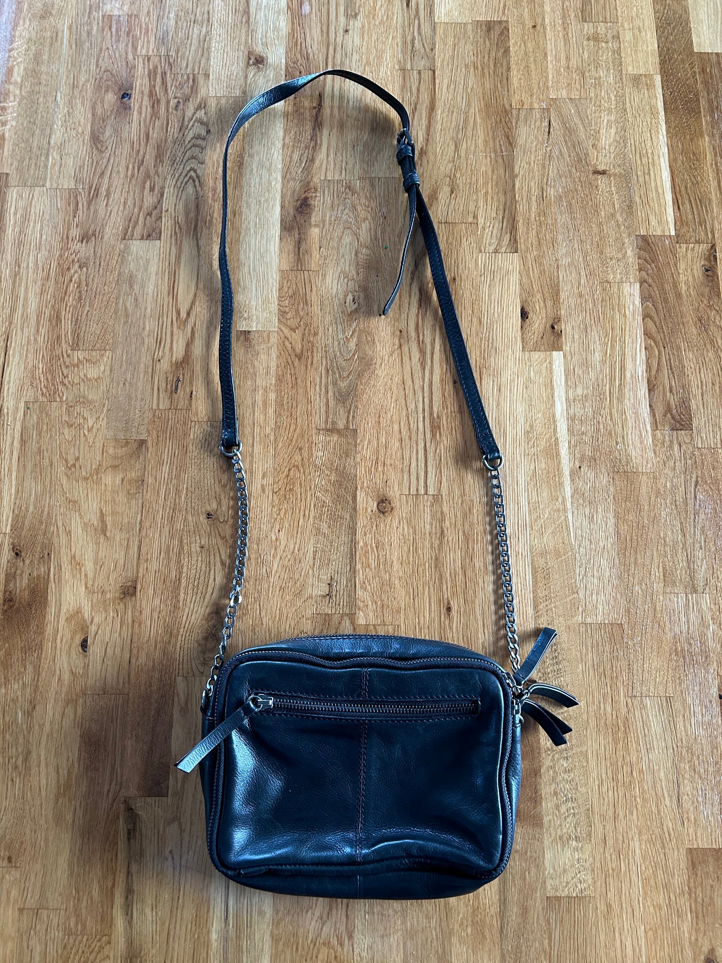 Black leather crossbody bag