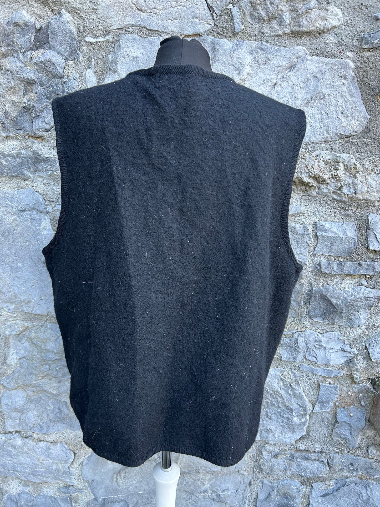 90s black woolly waistcoat XL