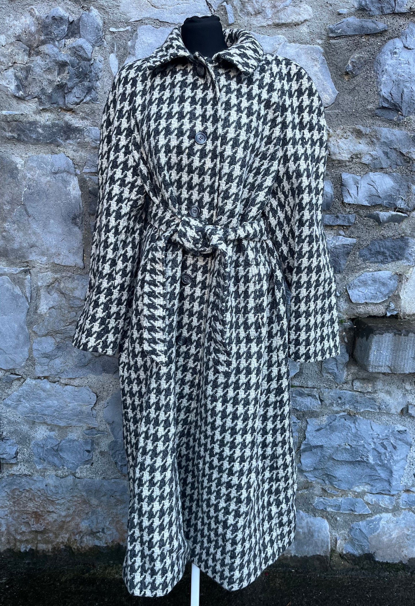 90s houndstooth coat with scarf uk 14-16