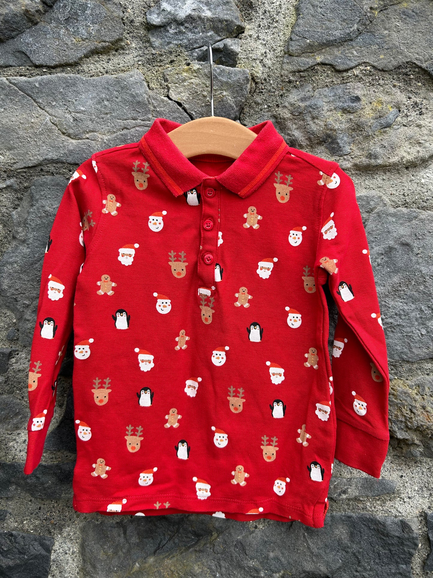 Christmas print polo top 2-3y (92-98cm)