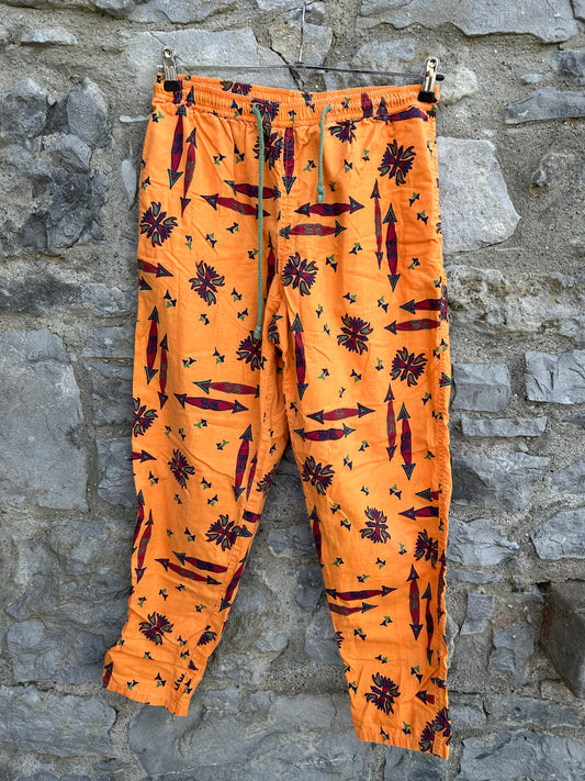 90s orange tribal print pants uk 12-14