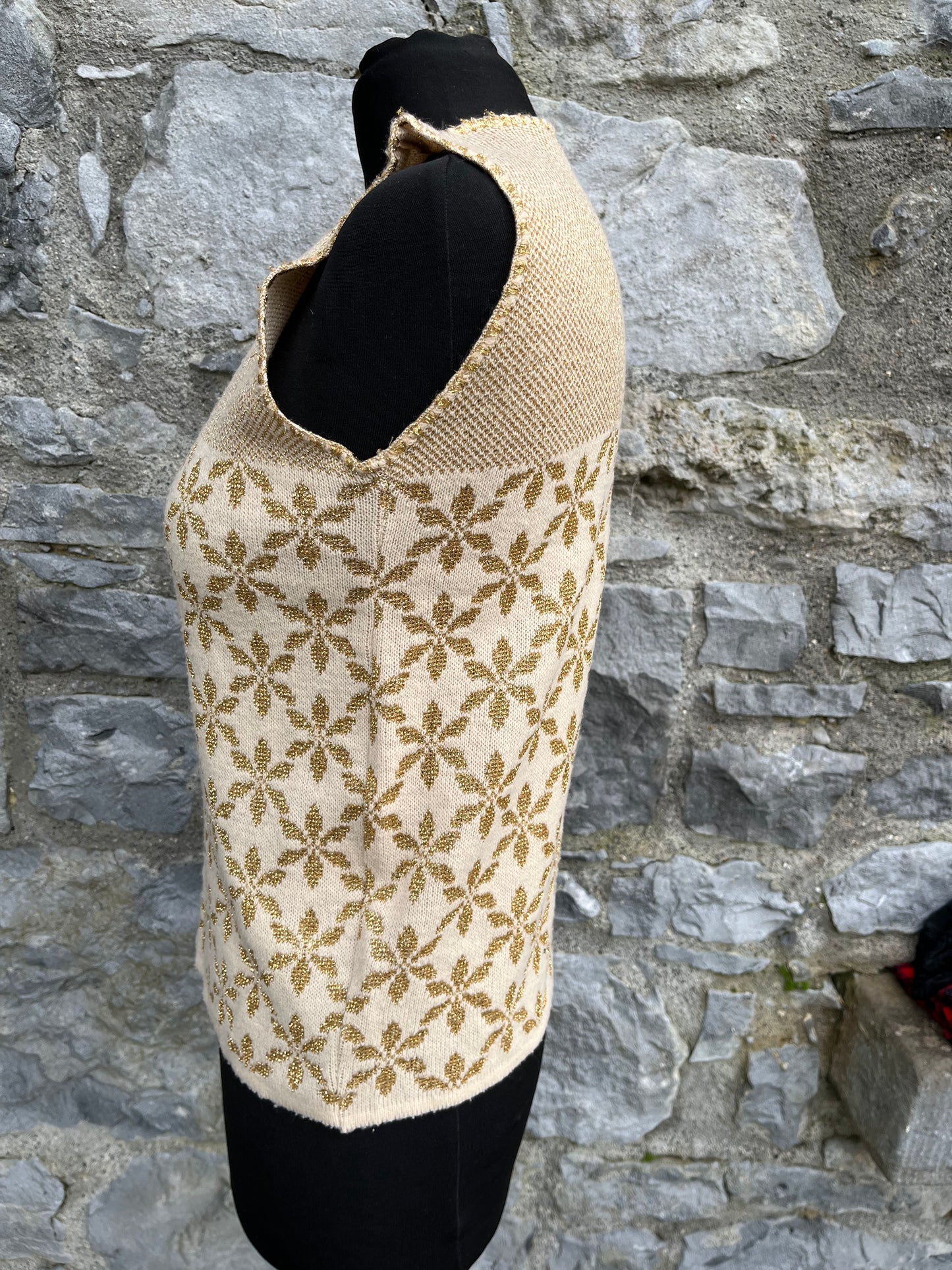 80s gold print gilet uk 8-10