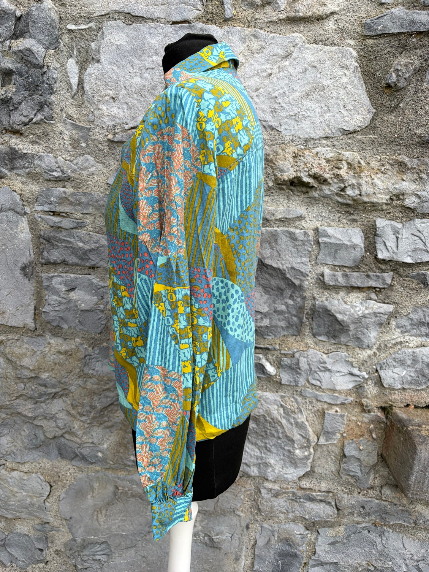 Blue abstract top uk 8