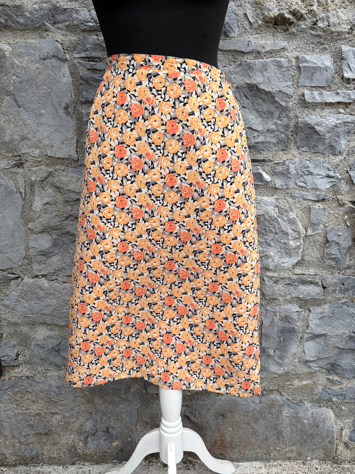 90s orange roses blouse&skirt uk 14-16