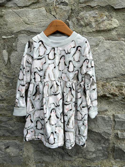 Arctic animals icy blue dress  2-3y (92-98cm)