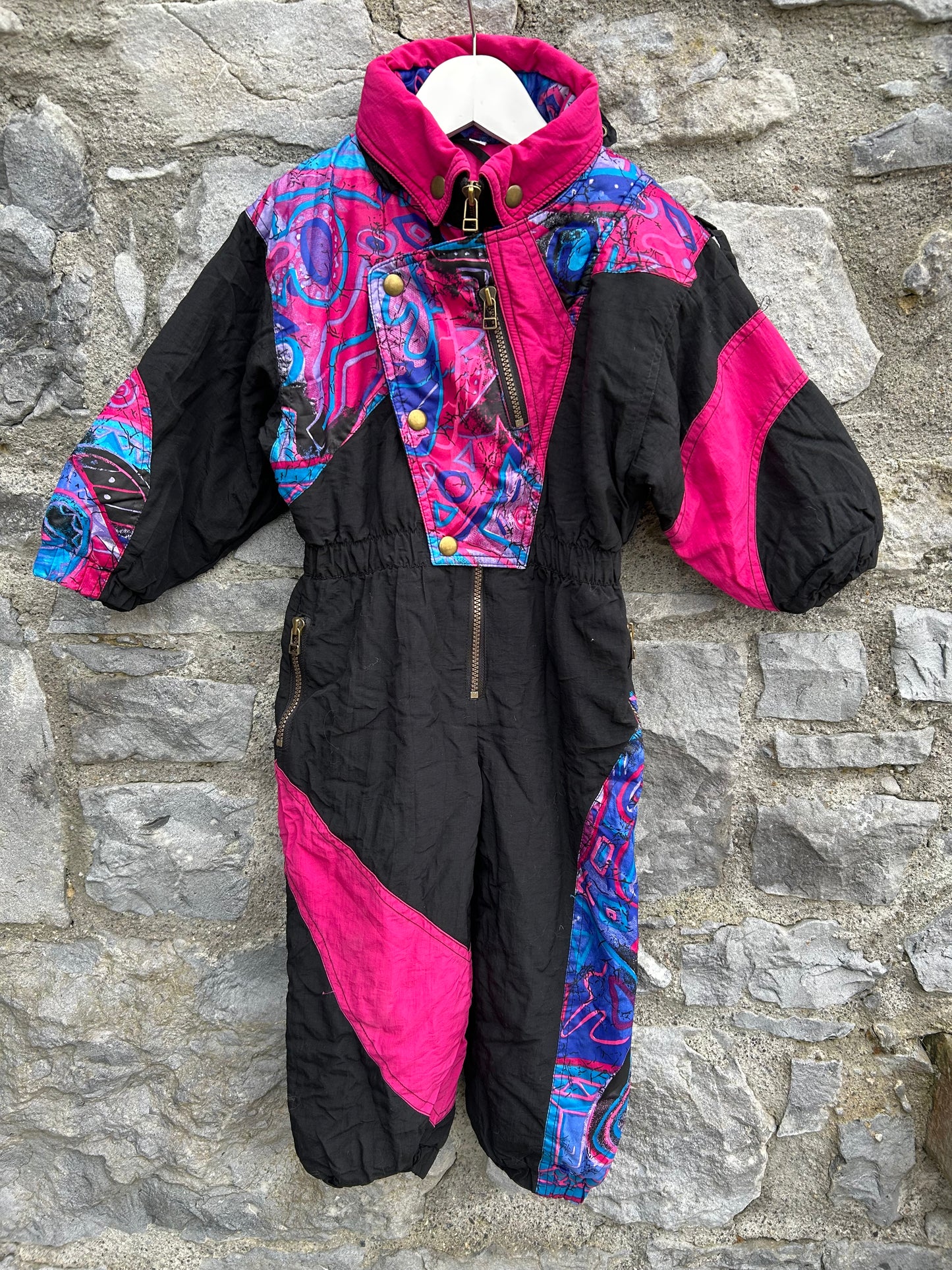 80s black&pink ski suit  3y (98cm)