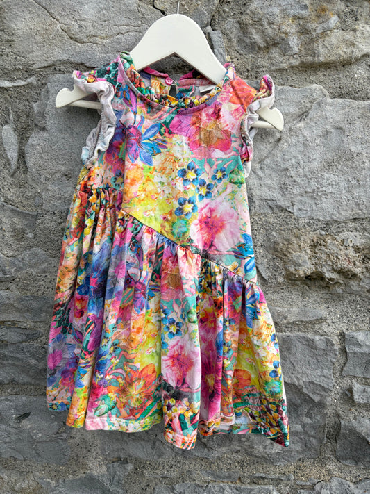 Colourful summer flowers dress  2-3y (92-98cm)