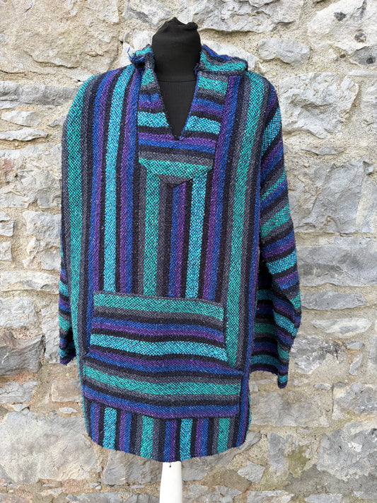 90s blue stripy Peruvian hoodie Large men