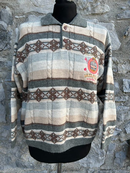 90s McGregor grey&peach stripy jumper uk 10