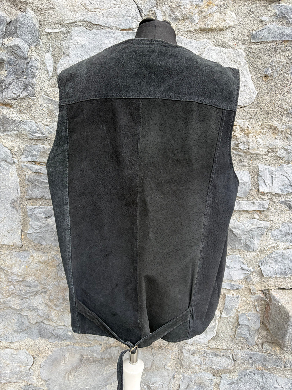 90s charcoal suede waistcoat XL