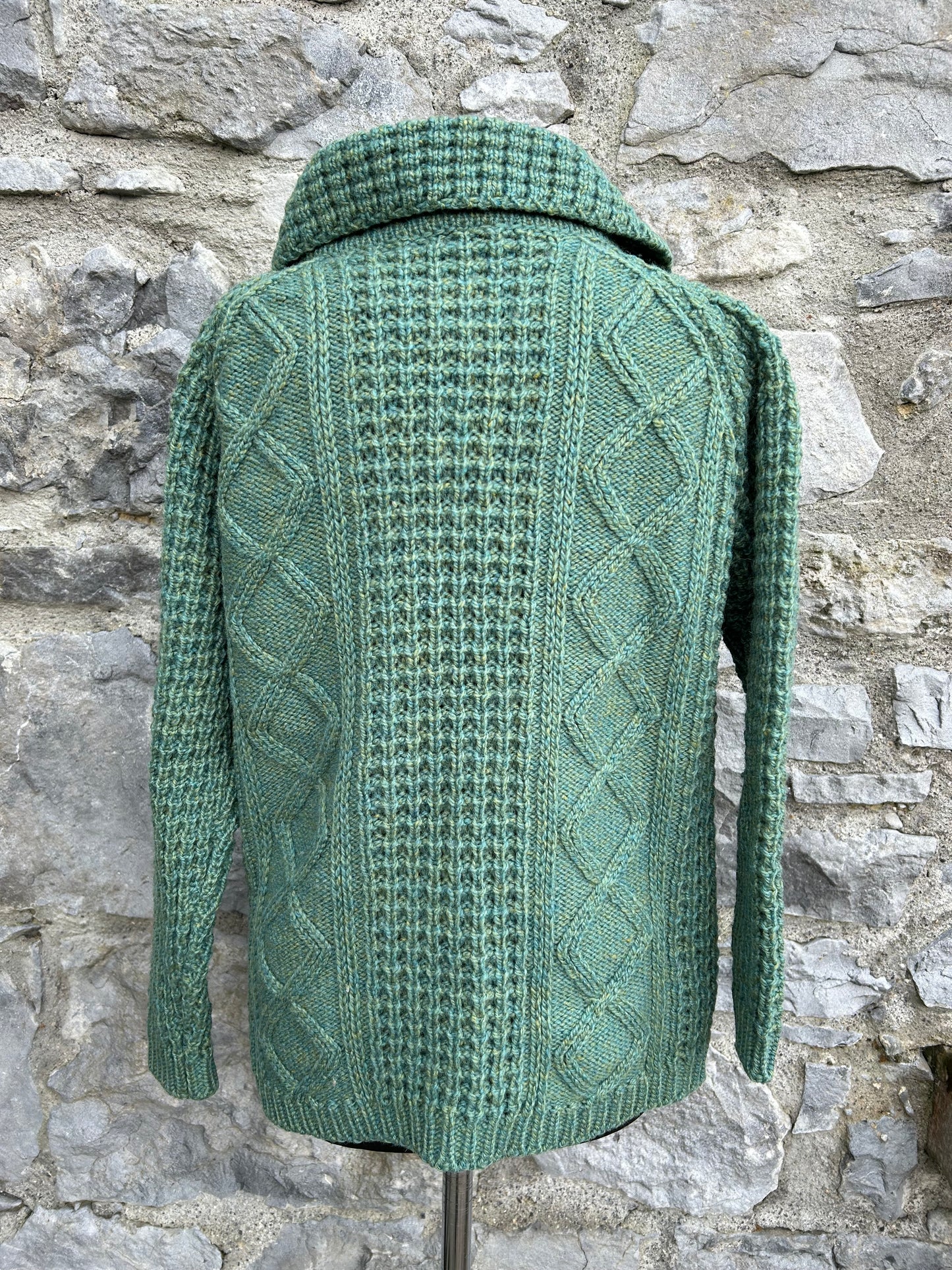 Green Aran style cardigan