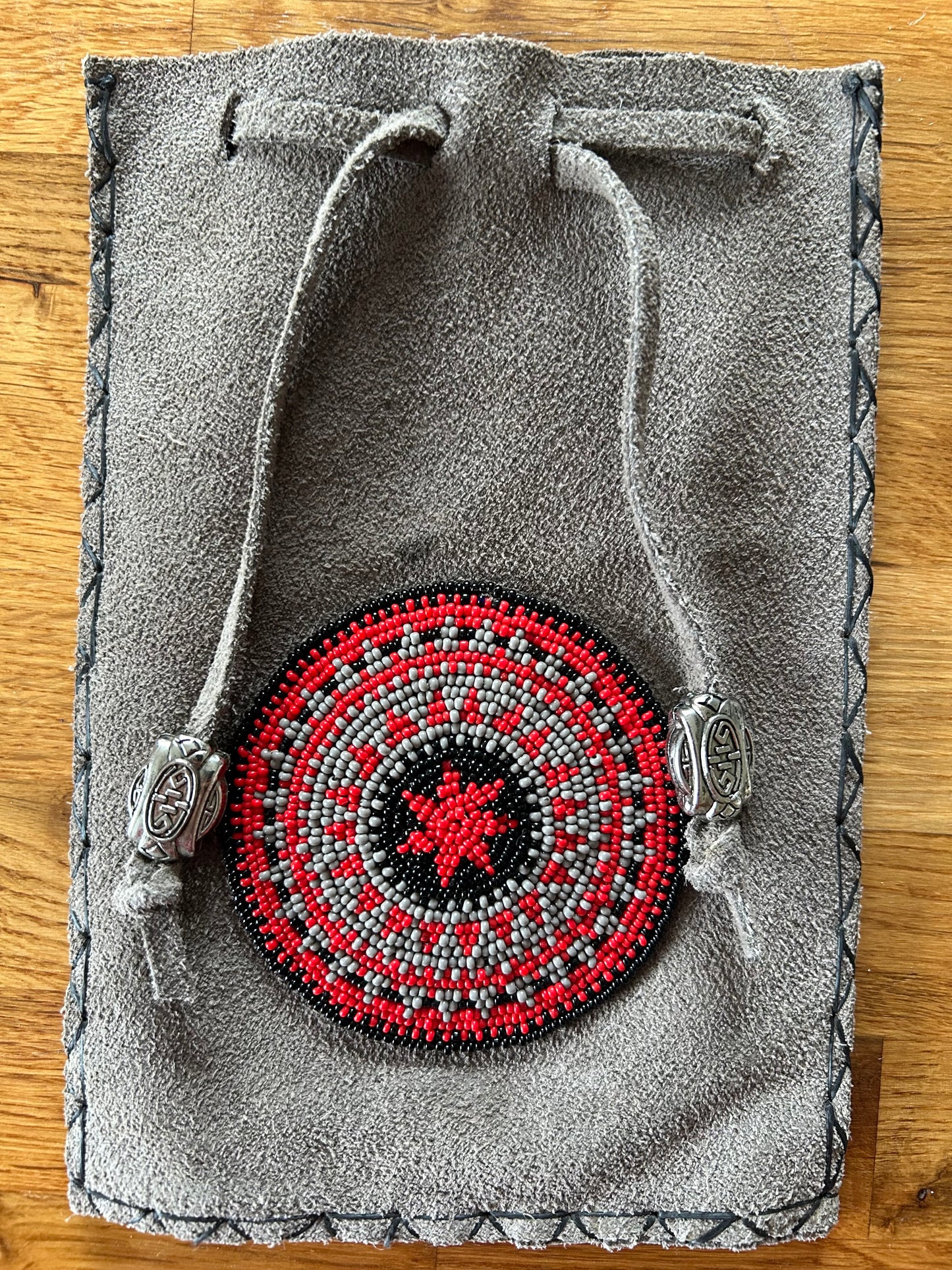 Grey beaded purse/pouch