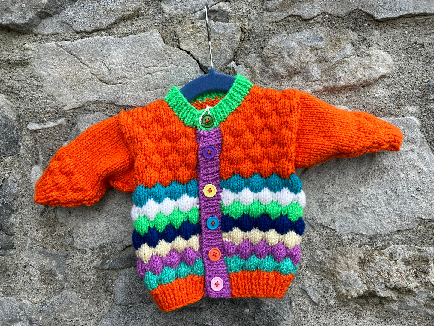 Orange bubble knit cardigan  3m (62cm)