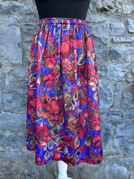 80s colourful autumn flowers skirt uk 6-8