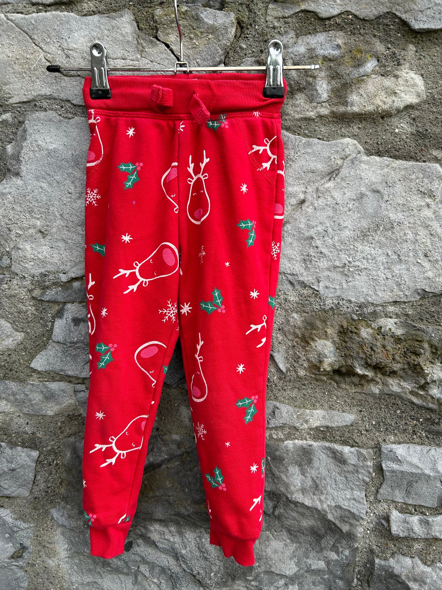 Red reindeer tracksuit bottoms   2-3y (92-98cm)