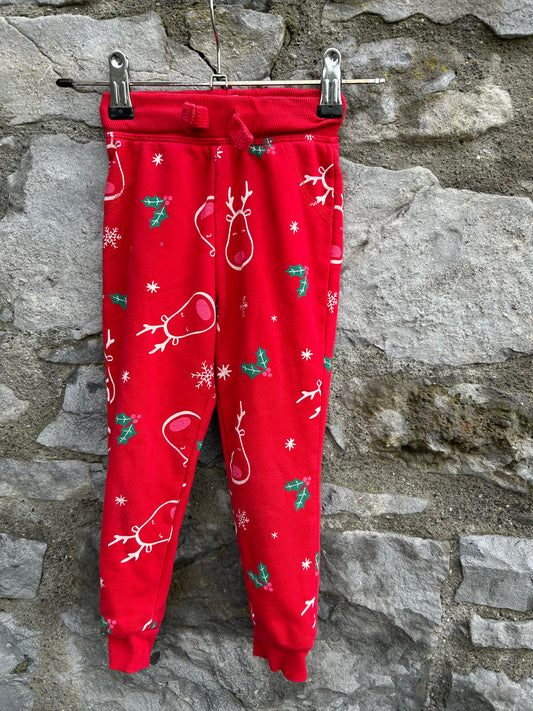 Red reindeer tracksuit bottoms   2-3y (92-98cm)