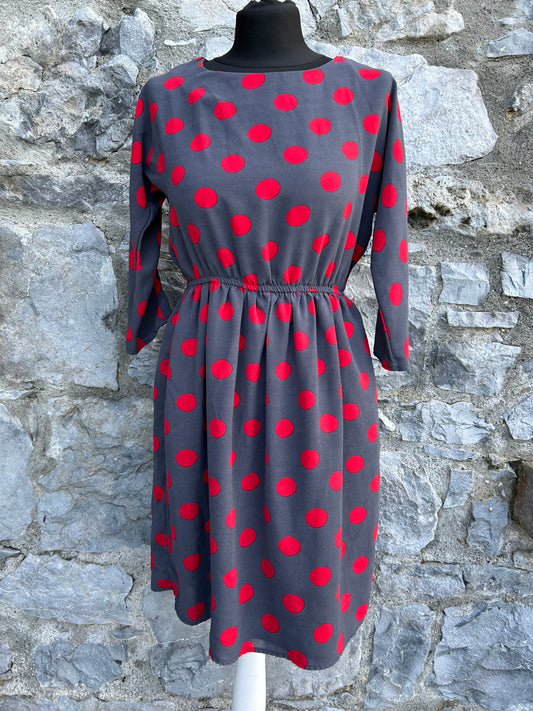 Red dots grey dress uk 10-12