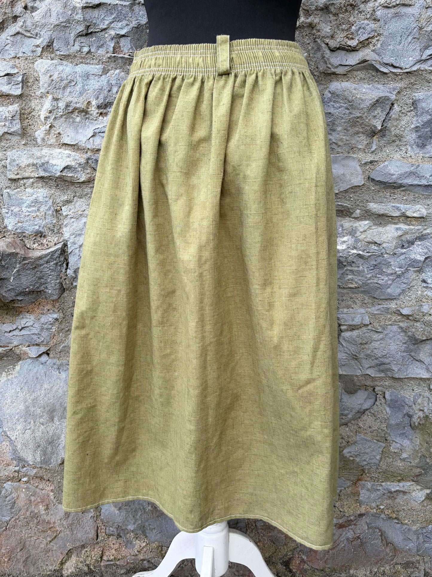 80s khaki button up skirt uk 8-10