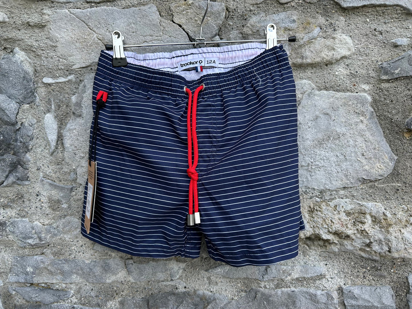Navy stripy swim trunks  11-12y (146-152cm)
