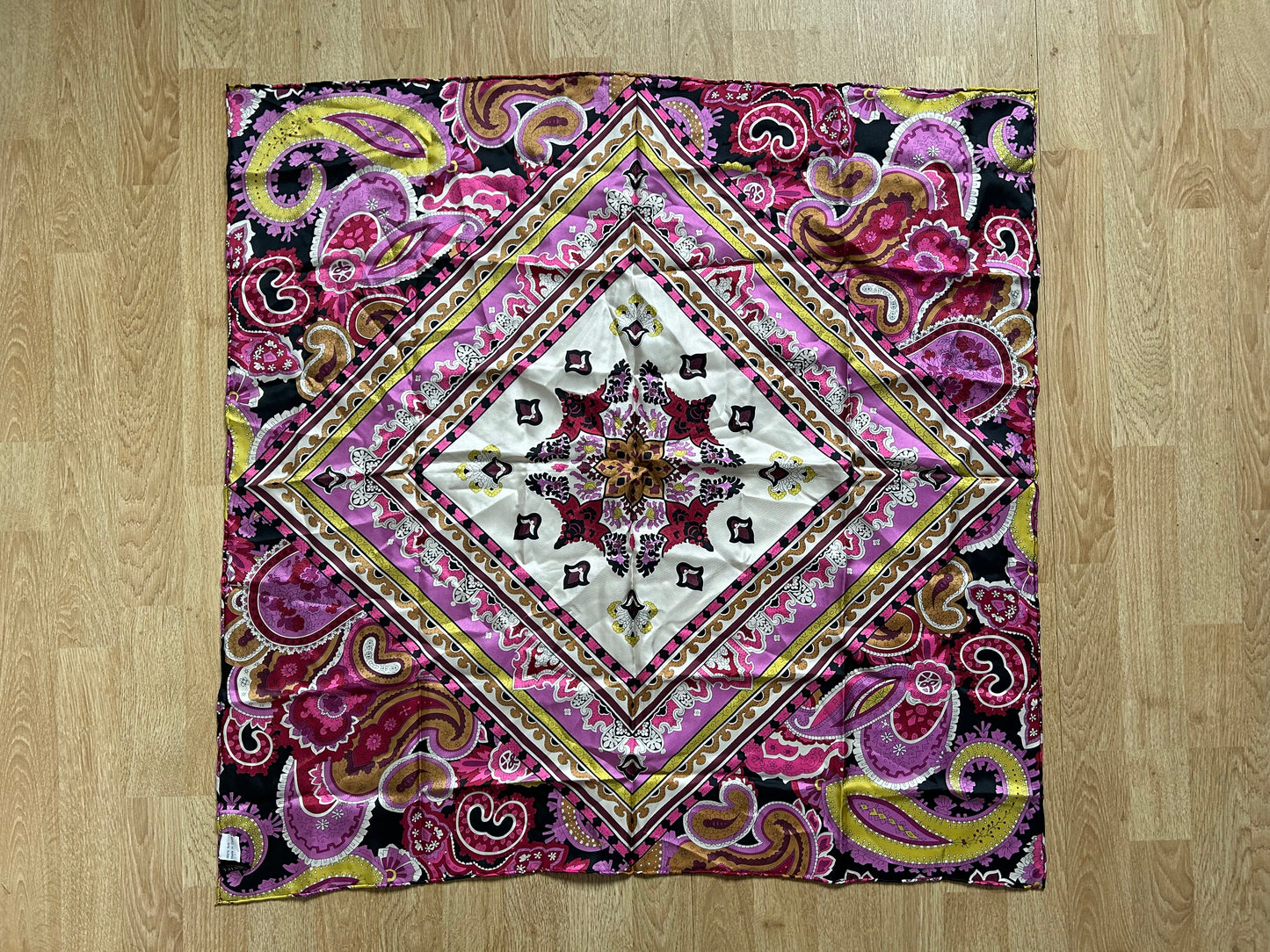Purple paisley silk scarf