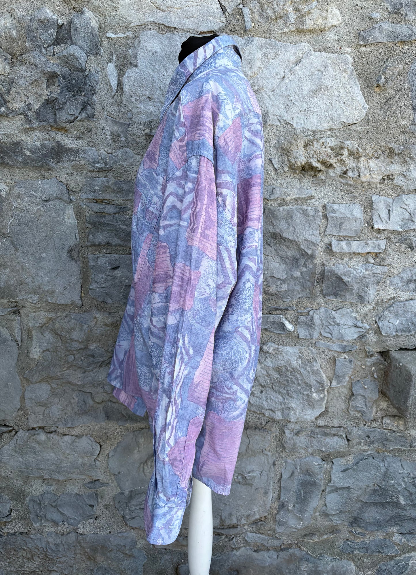 80s Aztec print purple shirt XL