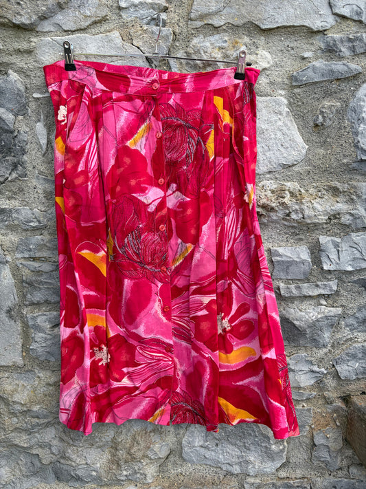 90s pink floral skirt uk 18