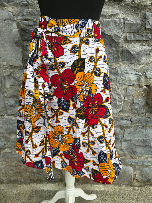Orange&red flowers wrap skirt uk 10-12