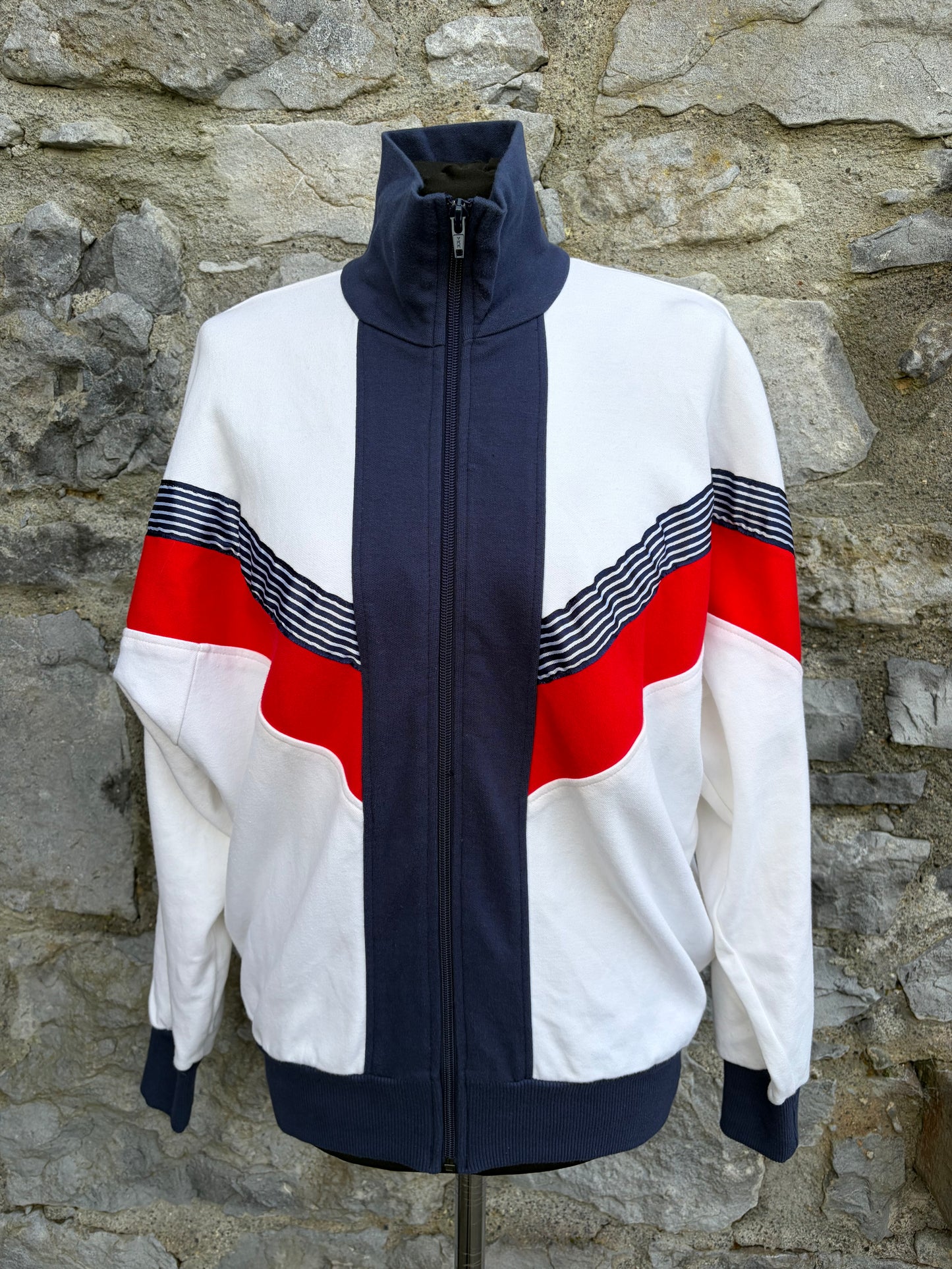 80s white&navy sport jacket uk 14