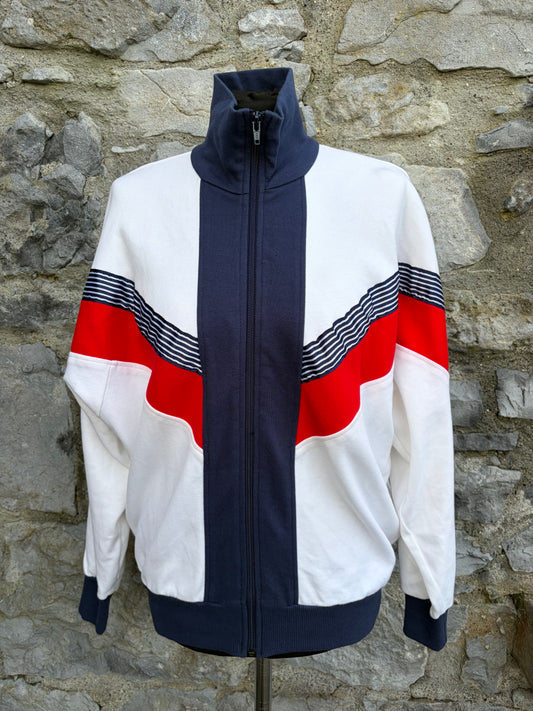 80s white&navy sport jacket uk 14