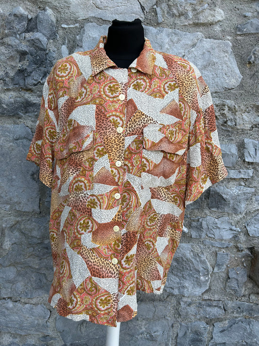 80s brown abstract shirt Small