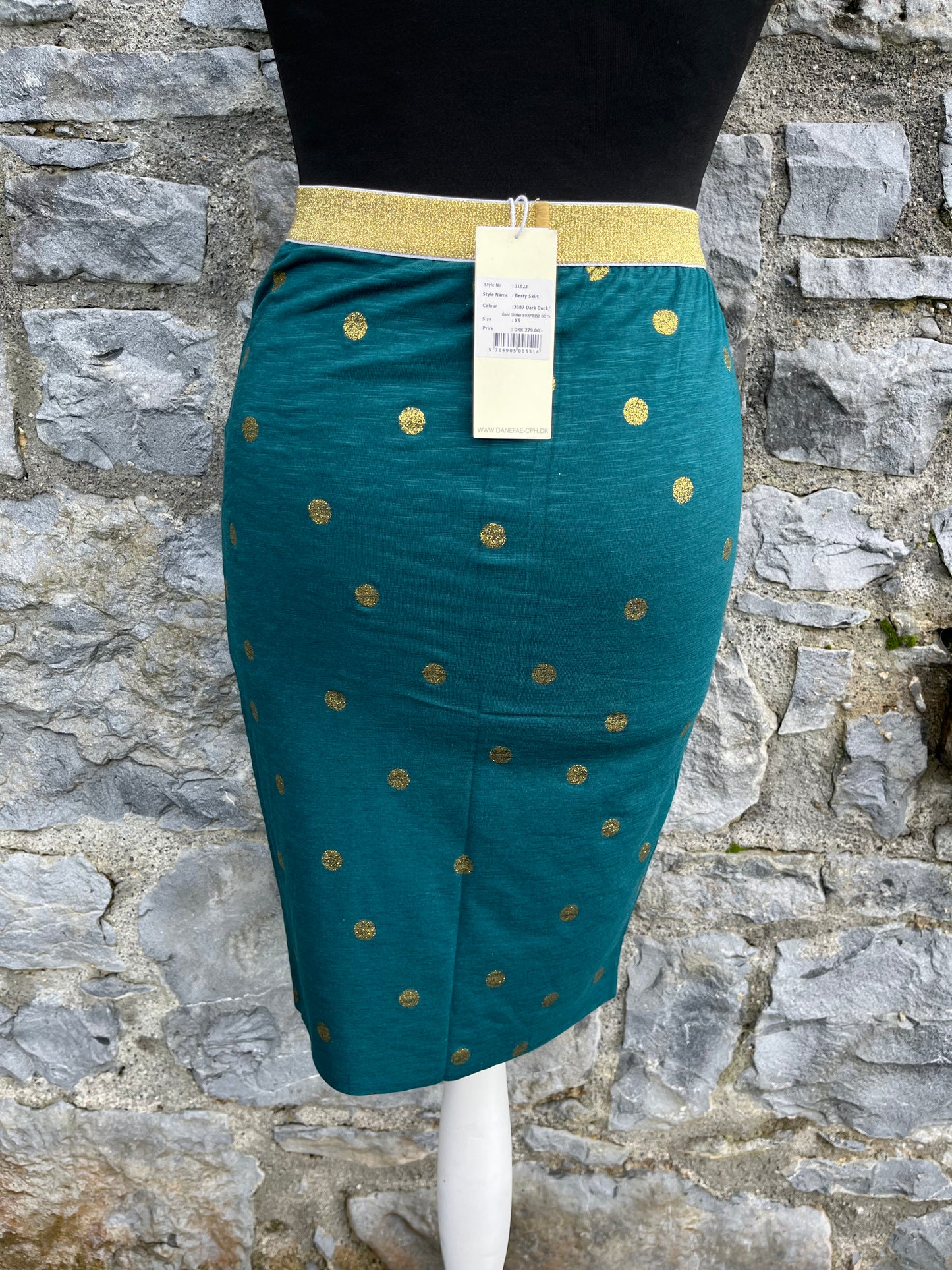 Teal gold dots skirt uk 6-8