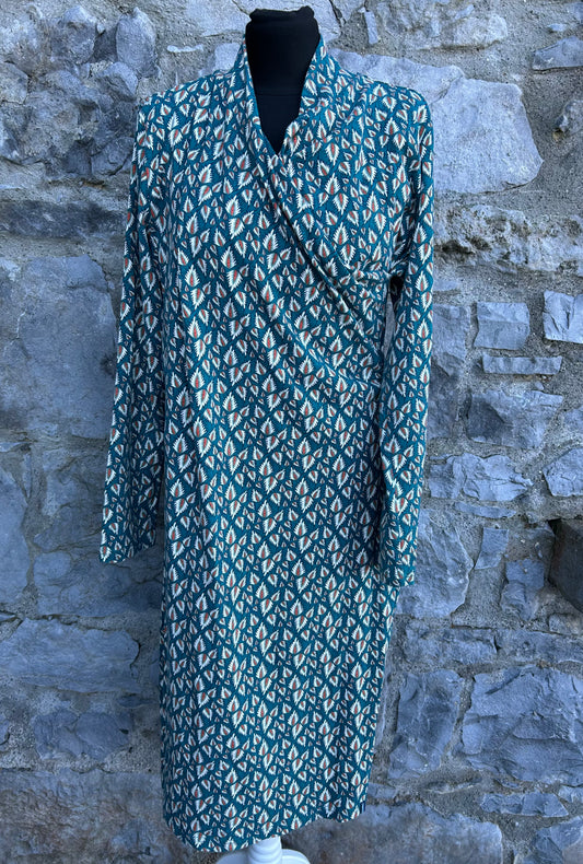 Petrol feathers faux wrap dress  uk 16