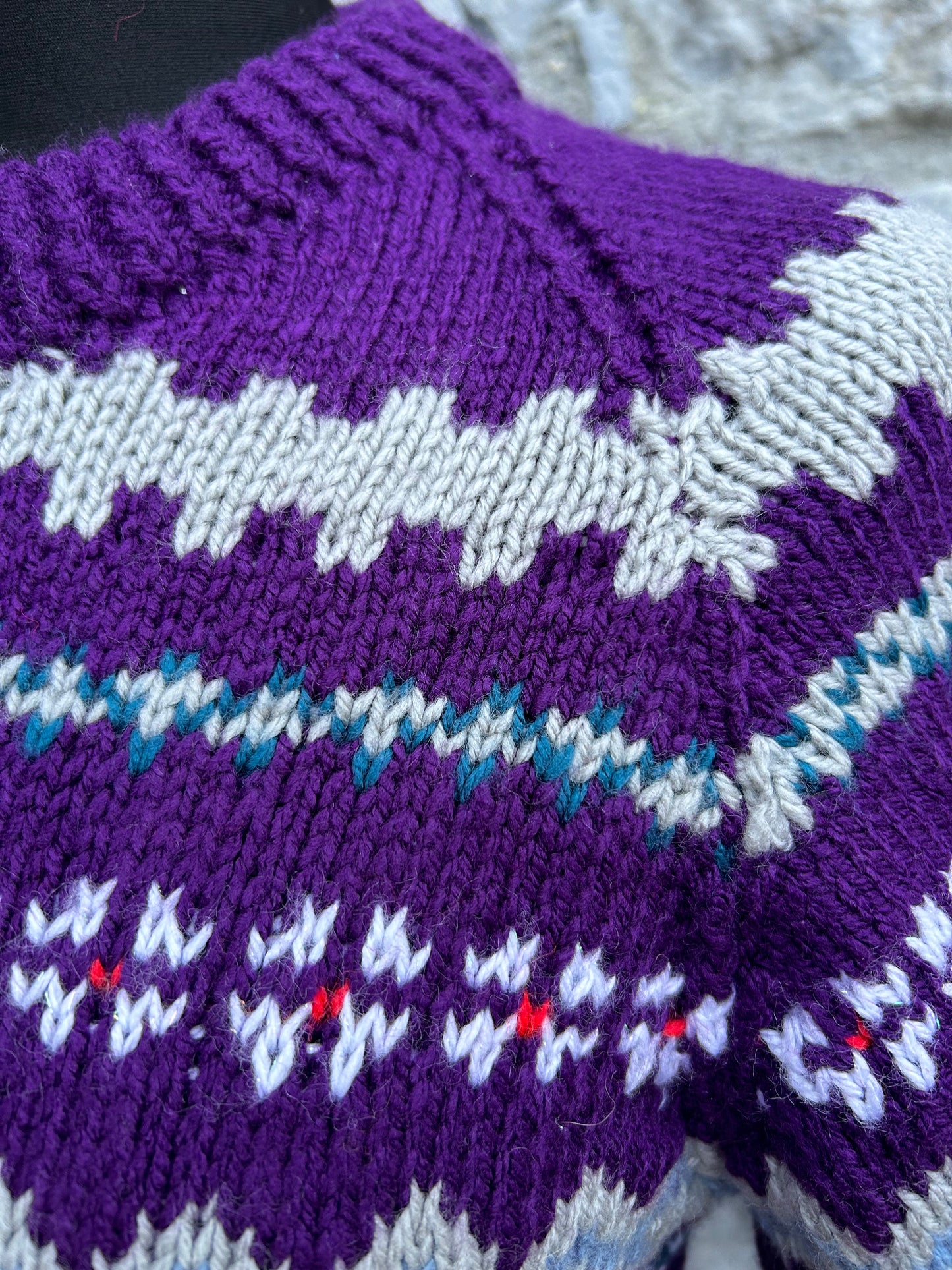 90s Purple stripy woolly jumper 6-8