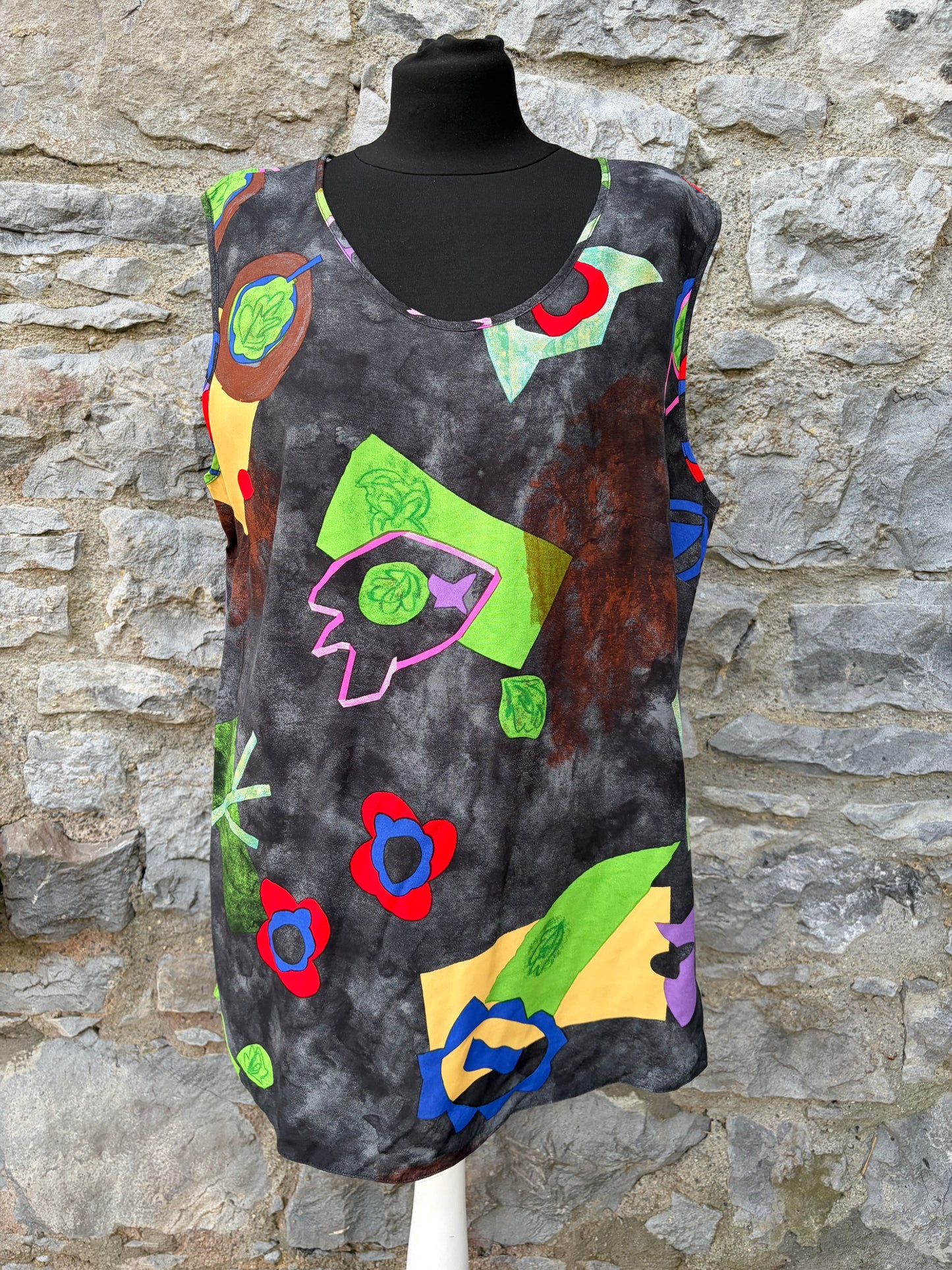 80s abstract colourful top uk 12-14