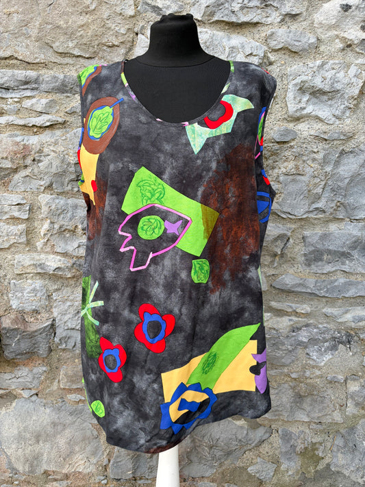 80s abstract colourful top uk 12-14