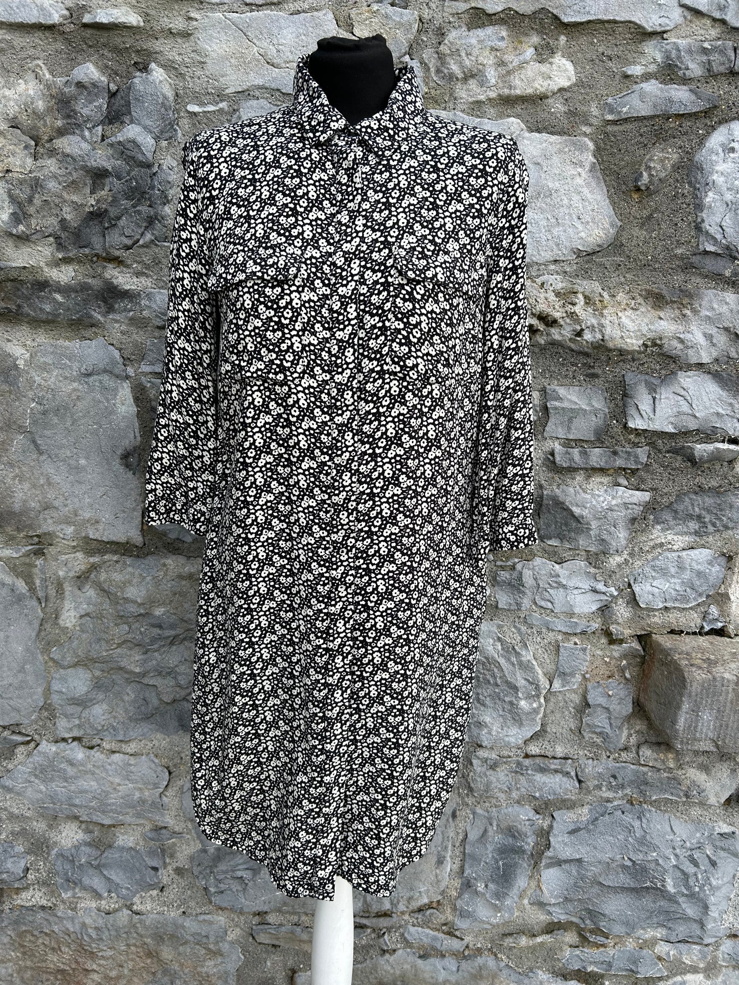 Black&white floral dress uk 8-10