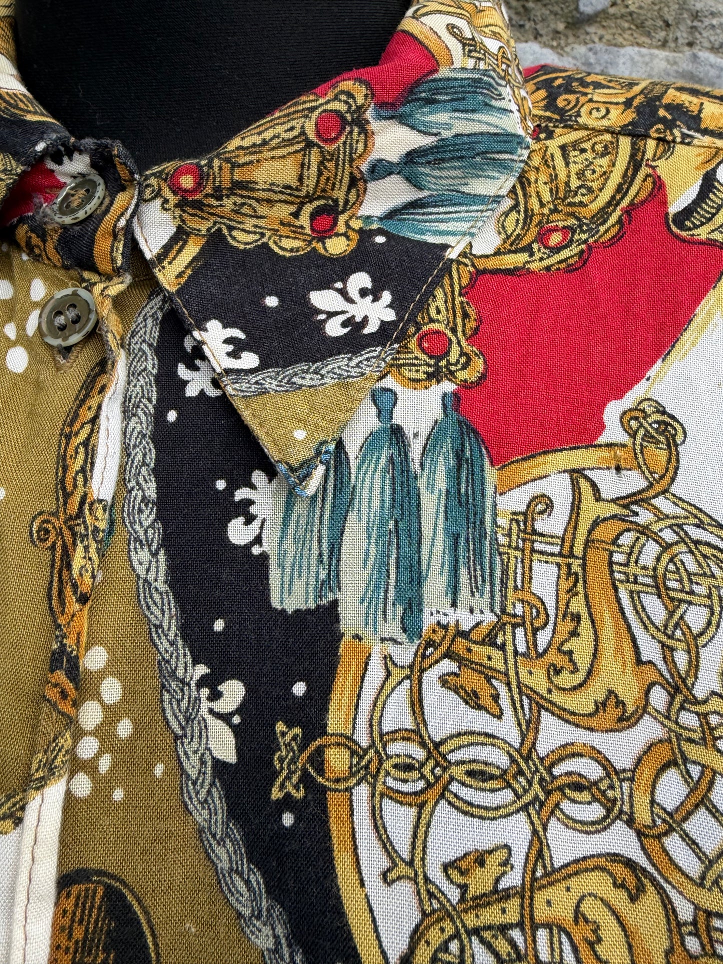 80s baroque print shirt uk 16-18