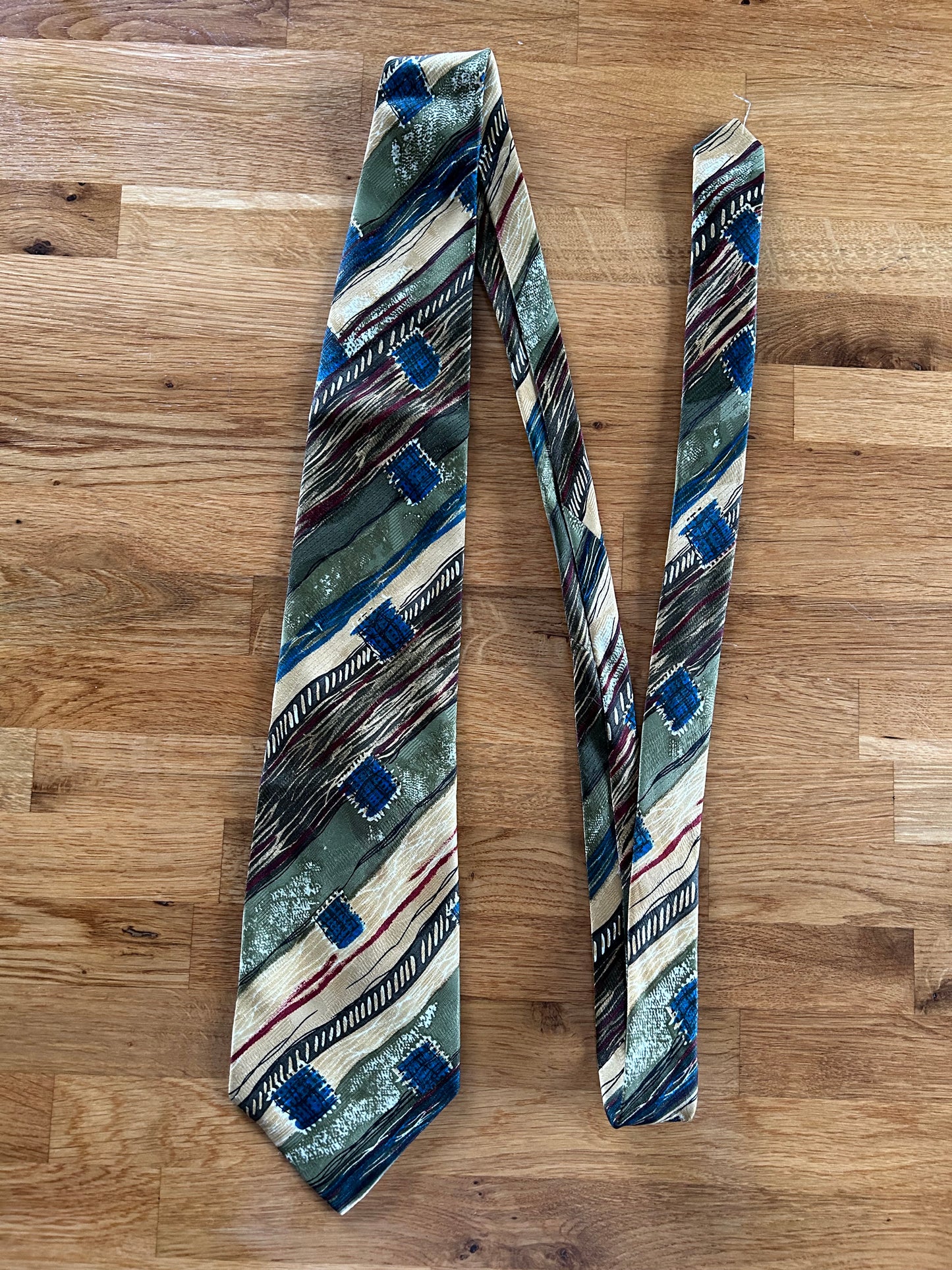 Beige green abstract tie