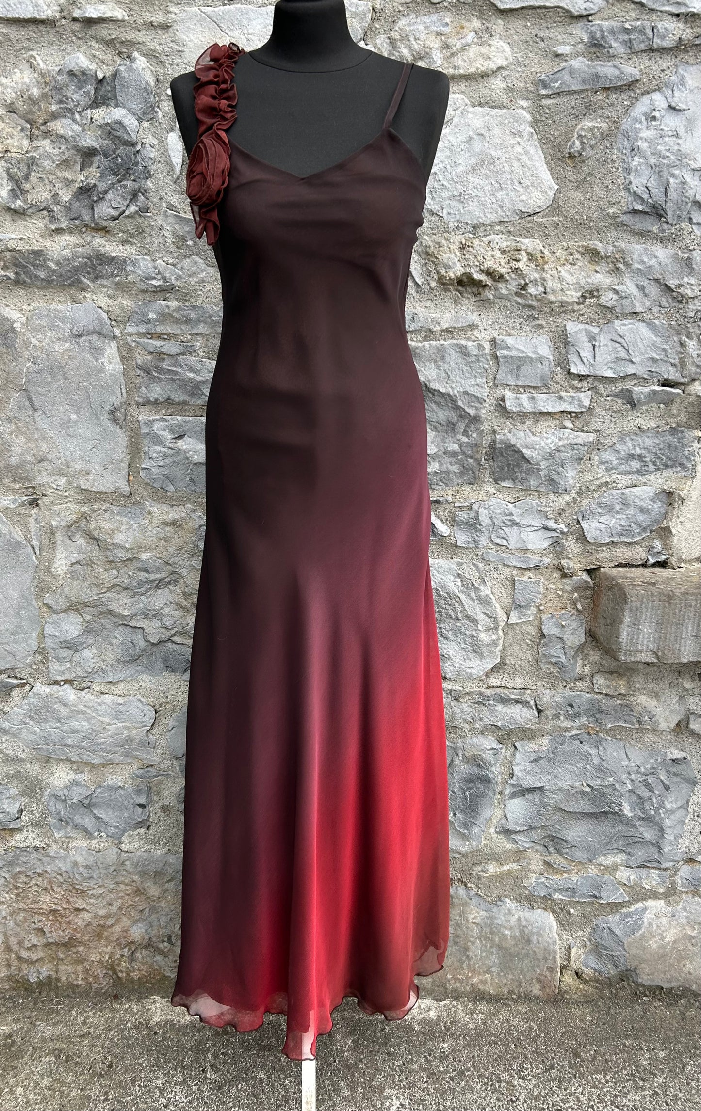 Y2K maroon ombré maxi dress uk 6-8