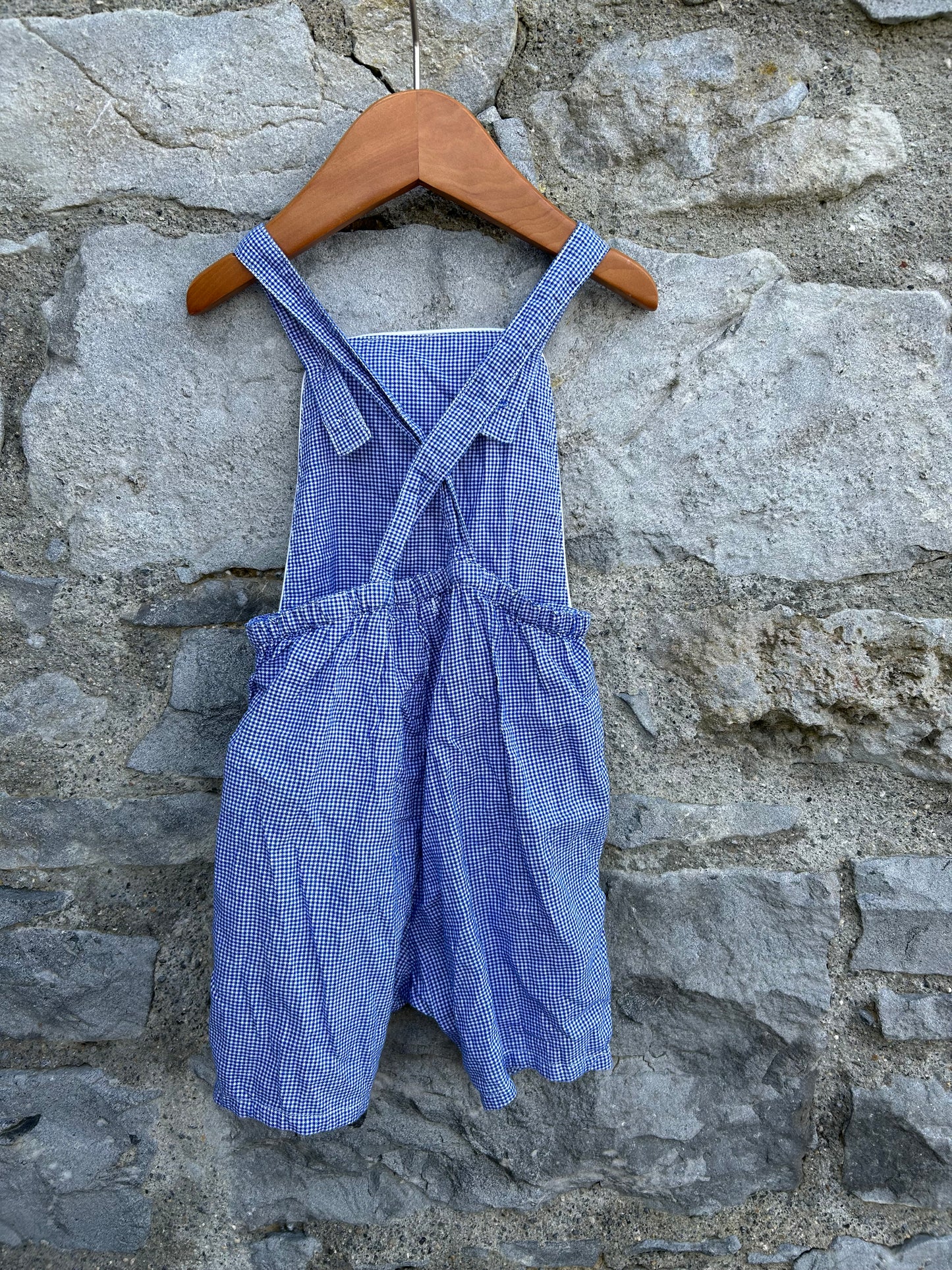 90s blue gingham dungarees 9-12m (74-80cm)