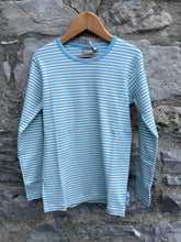 Load image into Gallery viewer, Blue stripy ribbed top  8-9y (128-134cm)
