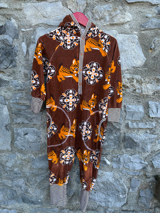 Lynx brown velour onesie 4-5y (104-110cm)