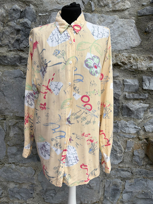 90s abstract yellow shirt Large